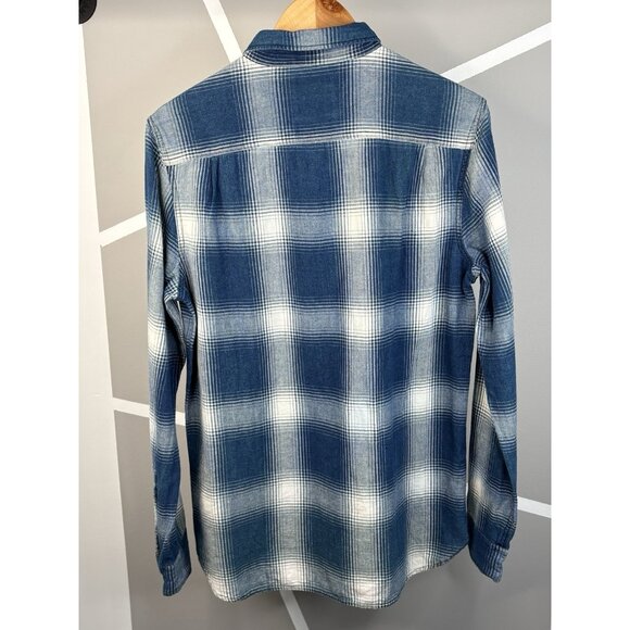 NWT Superdry Vintage Trailsman Flannel Shirt Men’s M Blue Plaid Button Down - Picture 2 of 15